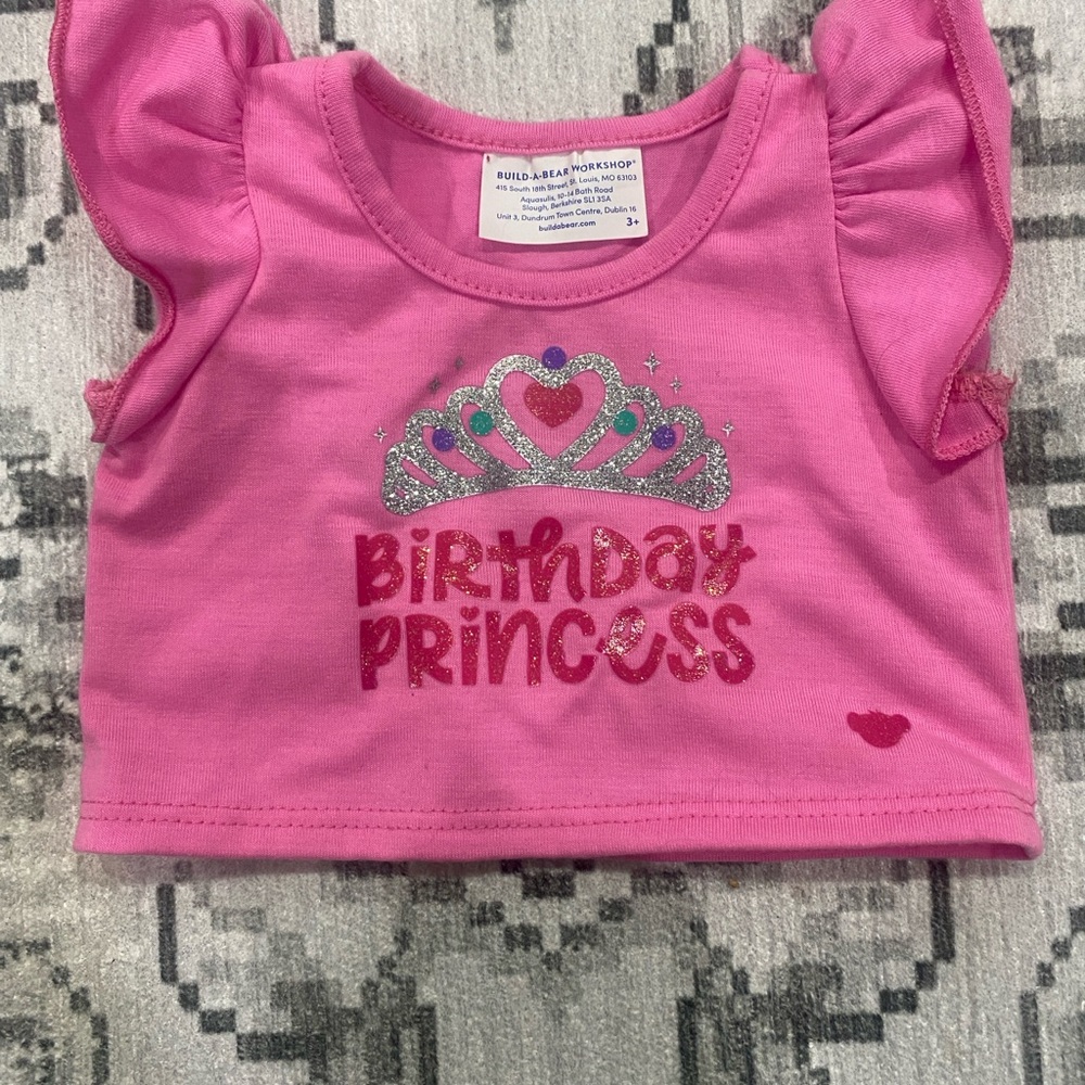 Build-A-Bear Pink Princess Dog Shirt with Silver Tiara